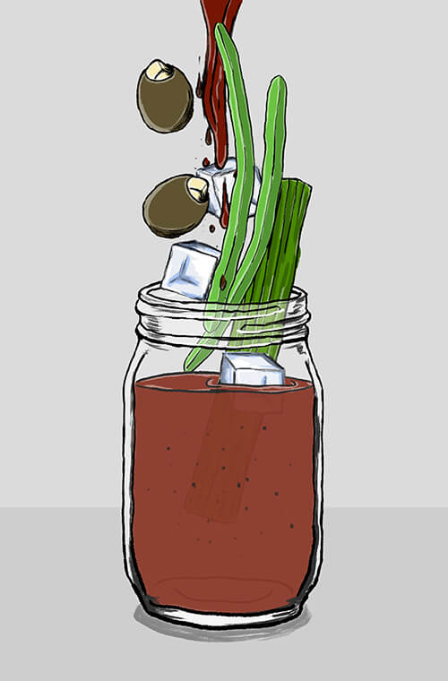 Bloody Mary illustrated (and animated) recipe.