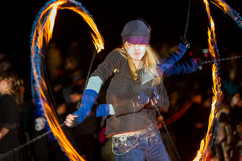 A firedancer performs at Caras Park during Missoula's Festival of the Dead.