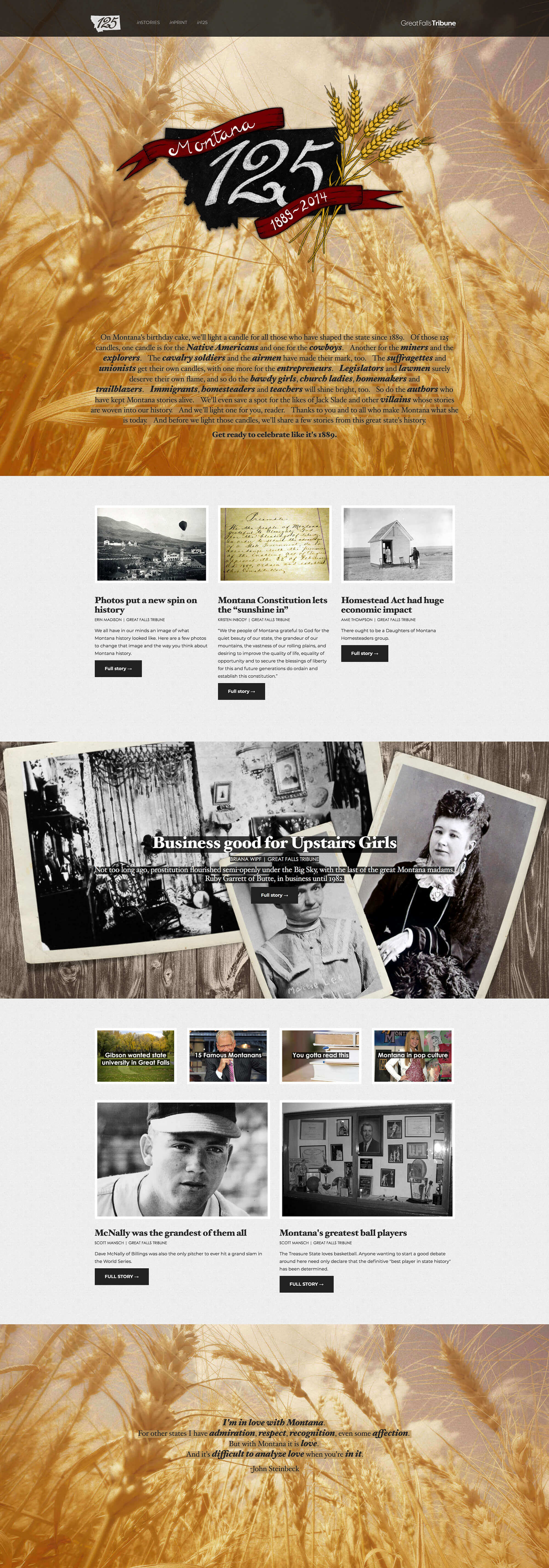 Screenshot from the Montana 125th website.